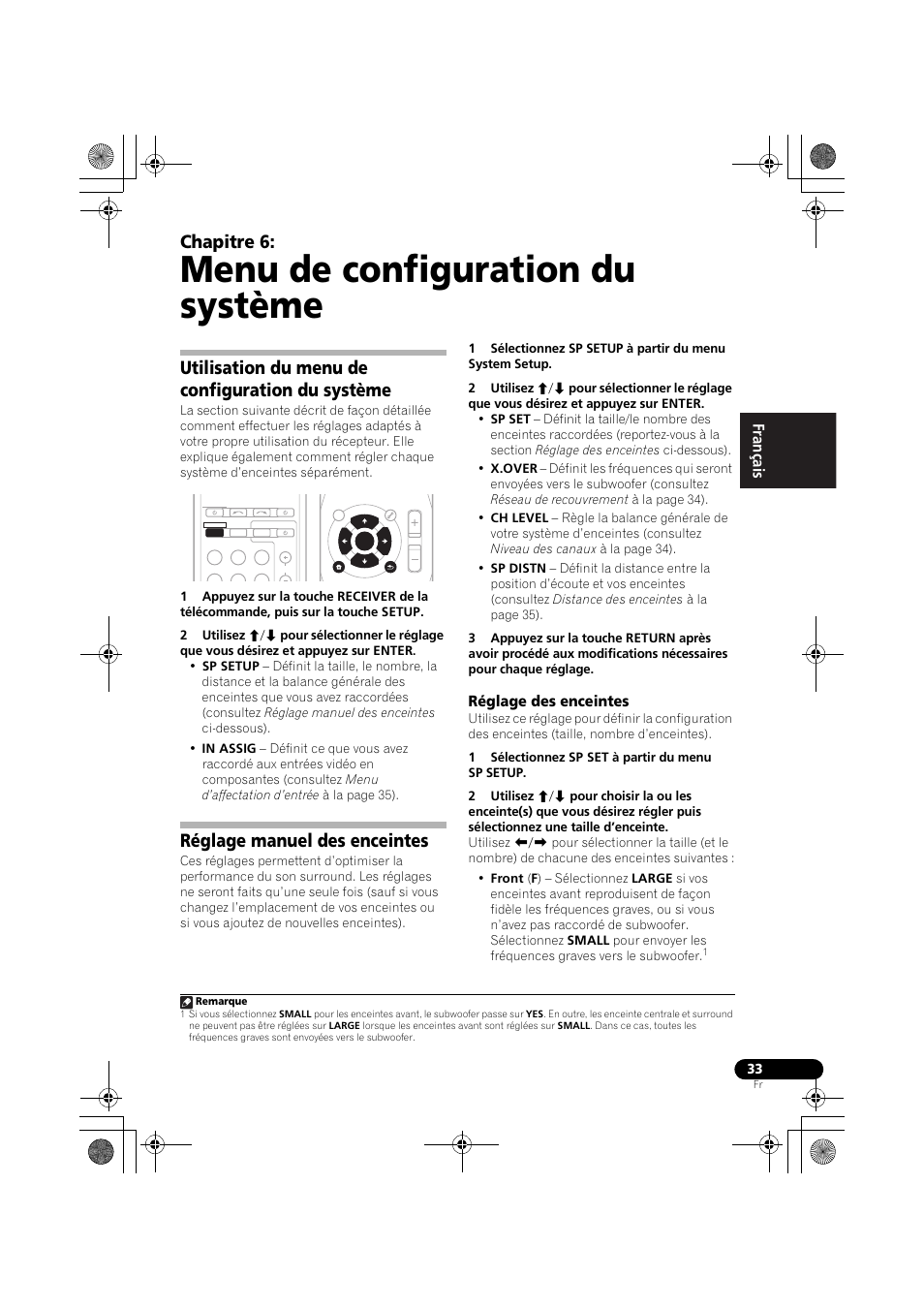 Menu de configuration du système, Utilisation du menu de configuration du système, Réglage manuel des enceintes | Réglage des enceintes, Ue réglage manuel des enceintes, Chapitre 6 | Pioneer VSX-519V-K User Manual | Page 79 / 140