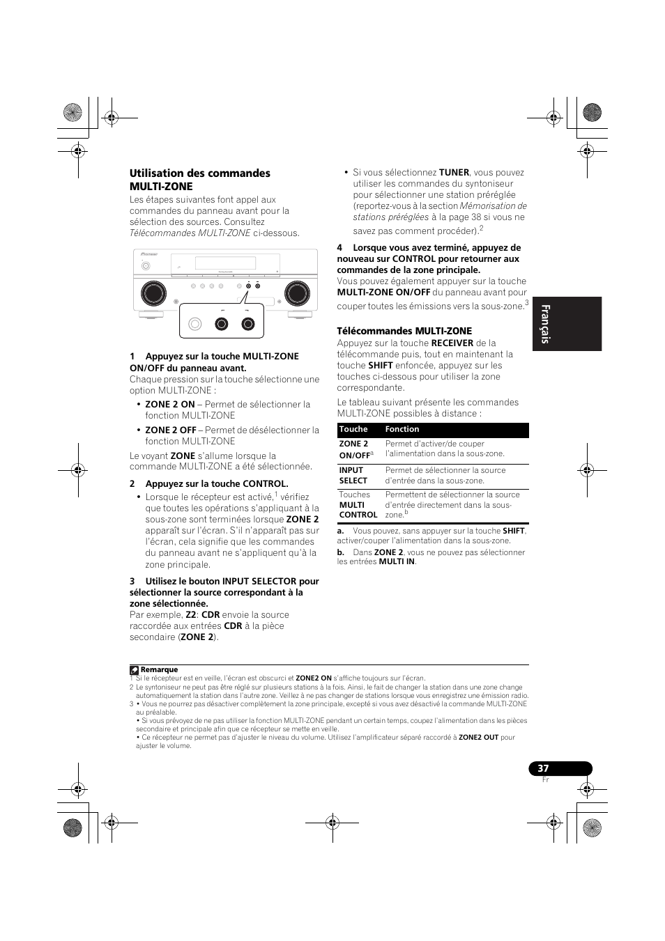 Utilisation des commandes multi-zone | Pioneer VSX-519V-K User Manual | Page 83 / 140