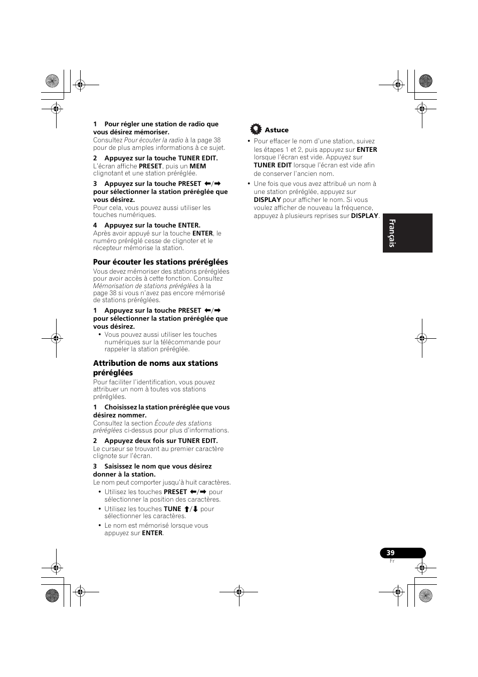 Pour écouter les stations préréglées, Attribution de noms aux stations préréglées | Pioneer VSX-519V-K User Manual | Page 85 / 140