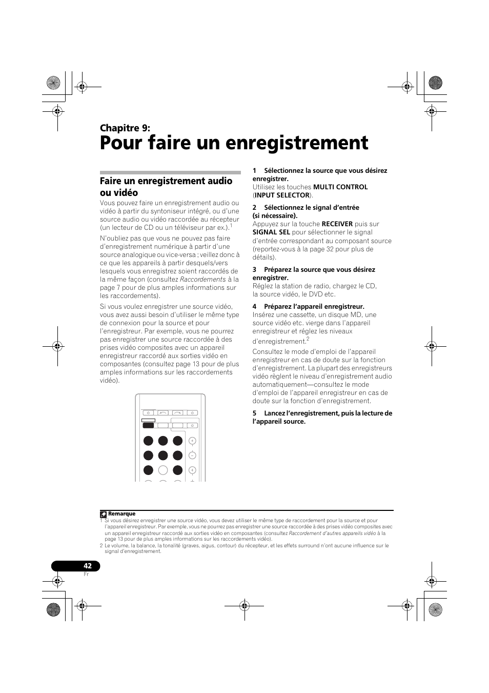 Pour faire un enregistrement, Faire un enregistrement audio ou vidéo, Chapitre 9 | Pioneer VSX-519V-K User Manual | Page 88 / 140