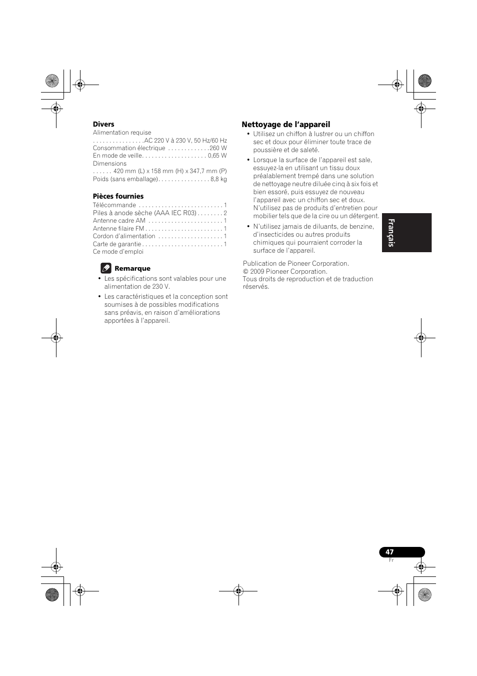 Nettoyage de l’appareil | Pioneer VSX-519V-K User Manual | Page 93 / 140