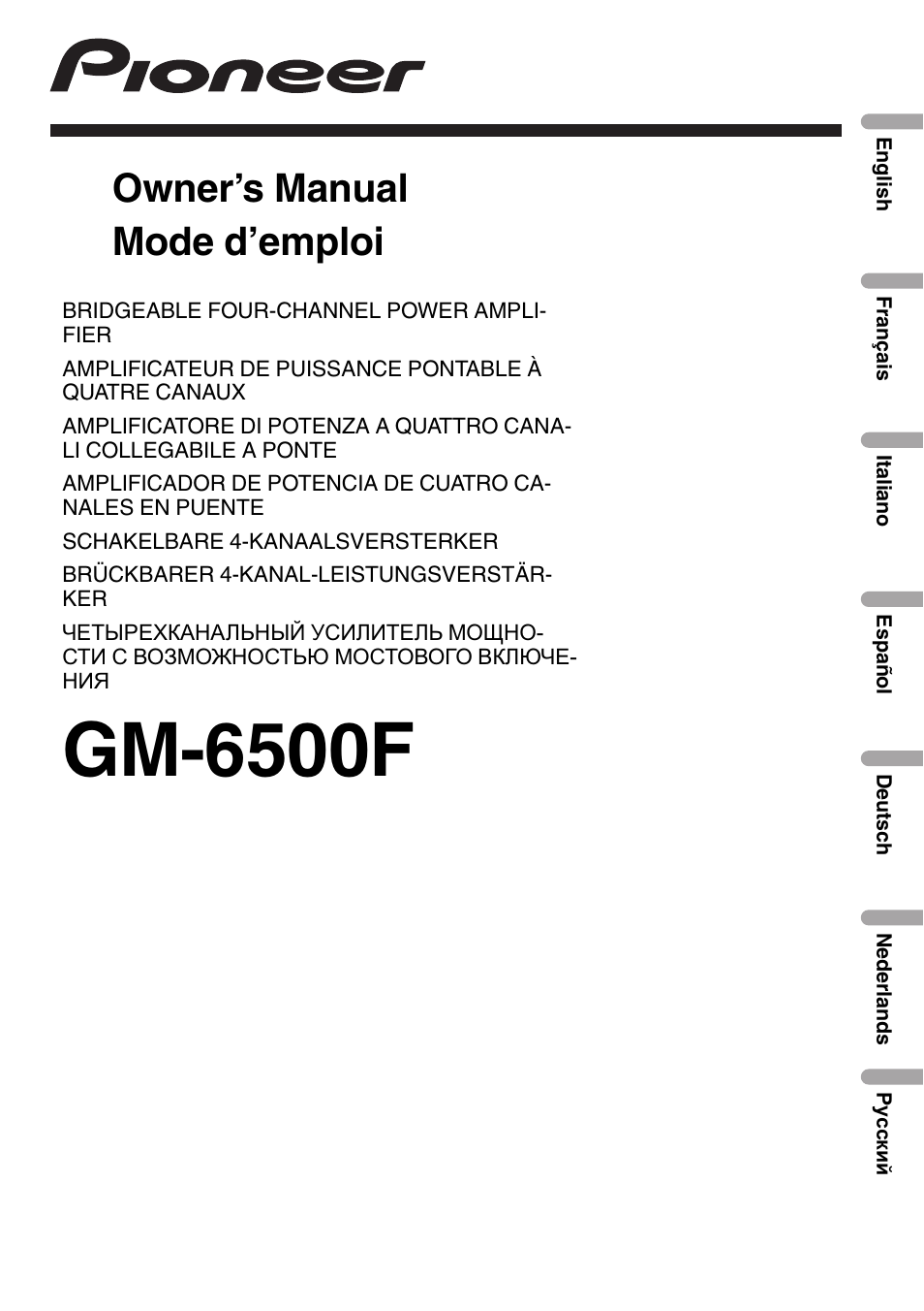 Pioneer GM-6500F User Manual | 96 pages