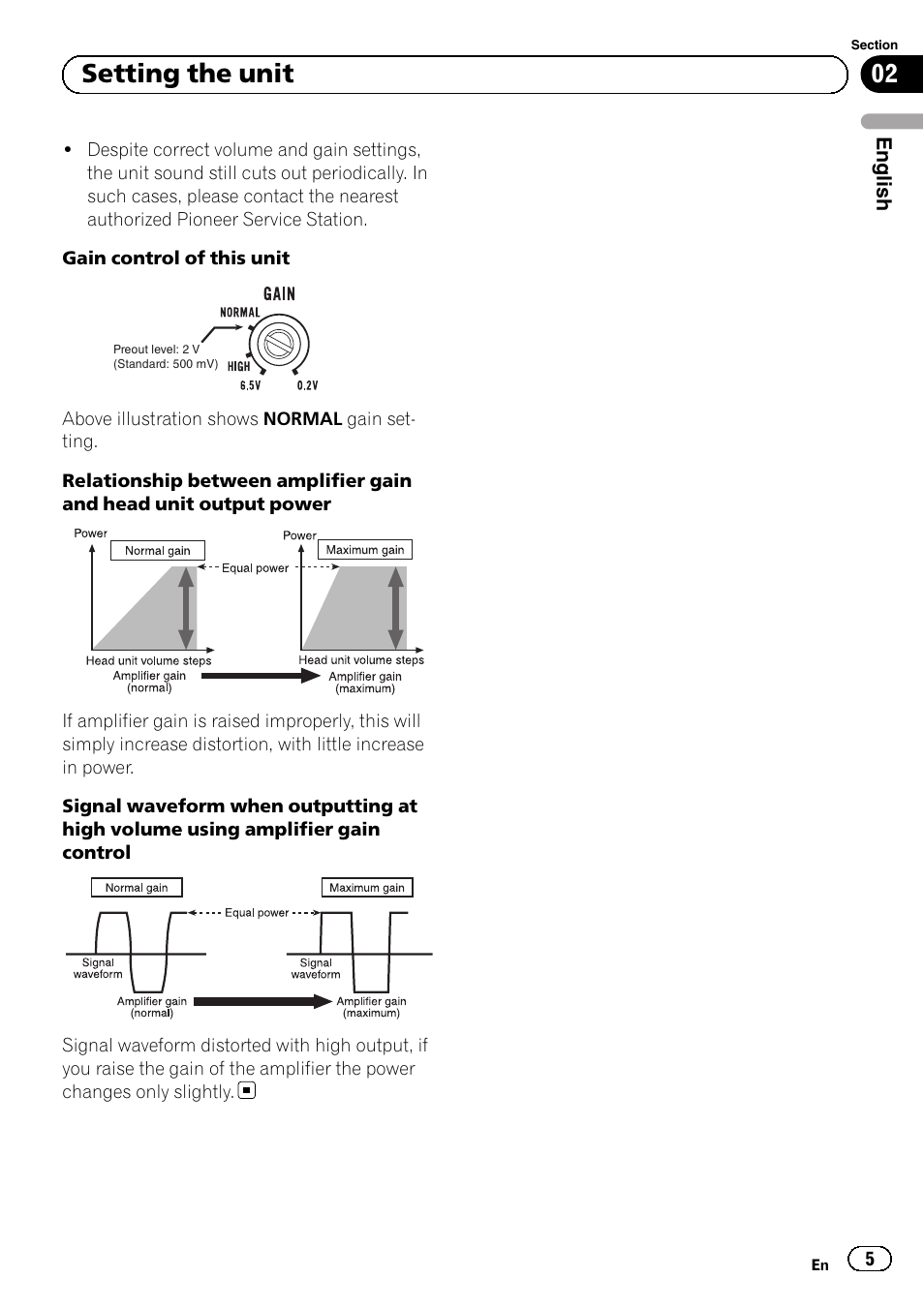 02 setting the unit | Pioneer GM-6500F User Manual | Page 5 / 96