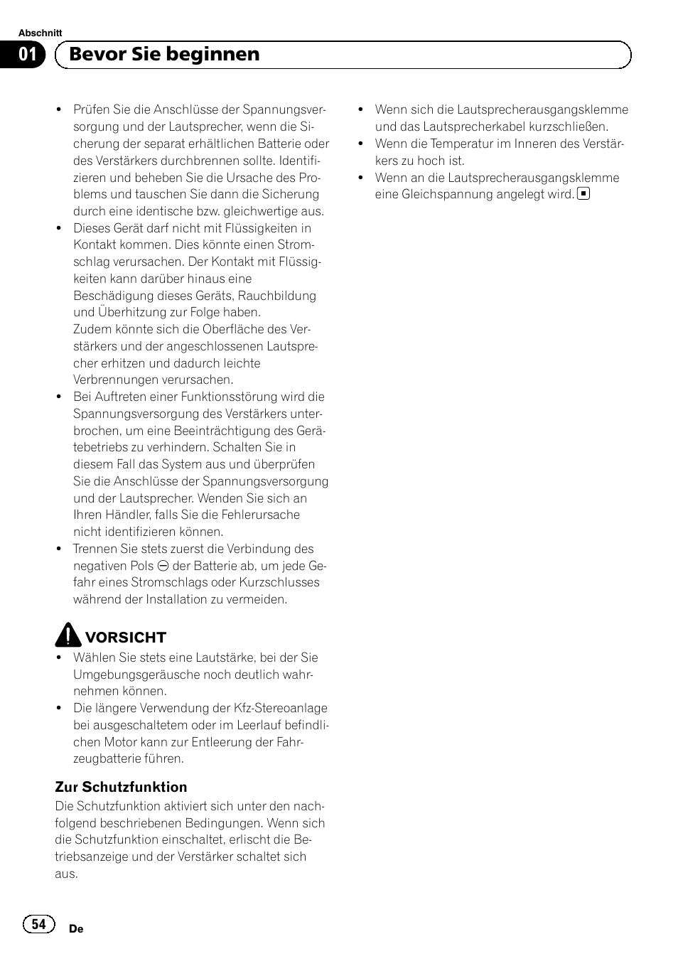 01 bevor sie beginnen | Pioneer GM-6500F User Manual | Page 54 / 96