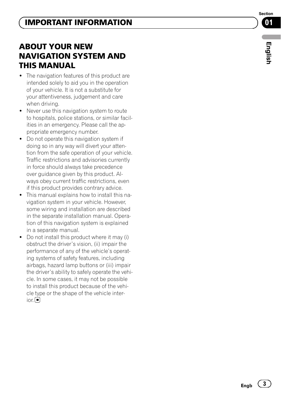 Important information, About your new navigation system, And this manual | About your new navigation system and this manual, 01 important information | Pioneer AVIC-F3210BT User Manual | Page 3 / 120