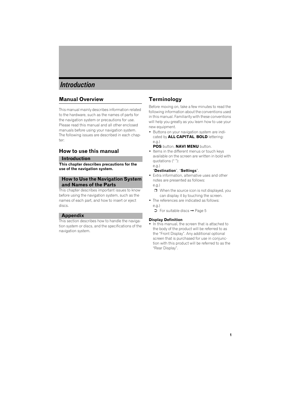 Introduction, Manual overview, How to use this manual terminology | Pioneer AVIC-X1BT User Manual | Page 3 / 26