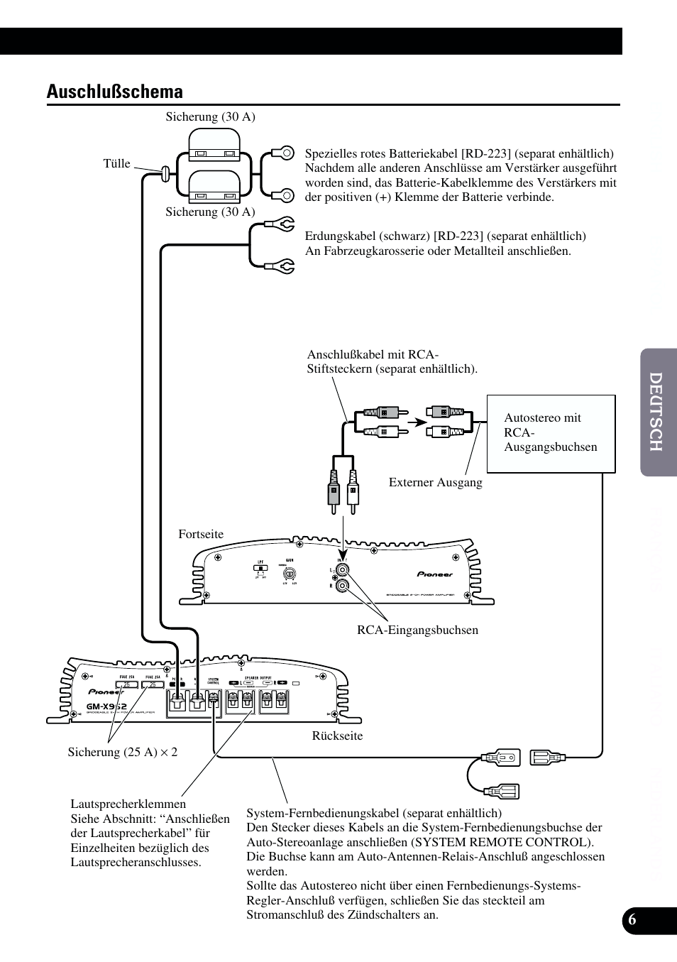 Auschlußschema | Pioneer GM-X962 User Manual | Page 27 / 64