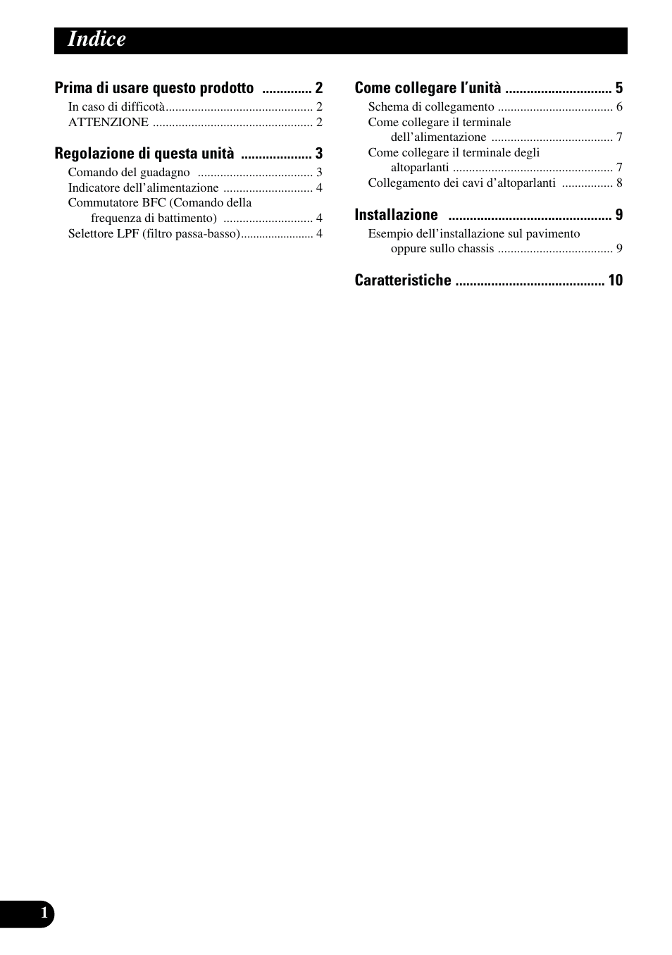 Indice | Pioneer GM-X962 User Manual | Page 42 / 64