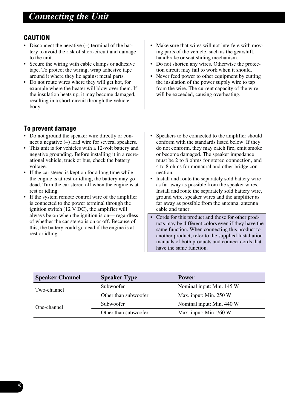 Connecting the unit | Pioneer GM-X962 User Manual | Page 6 / 64