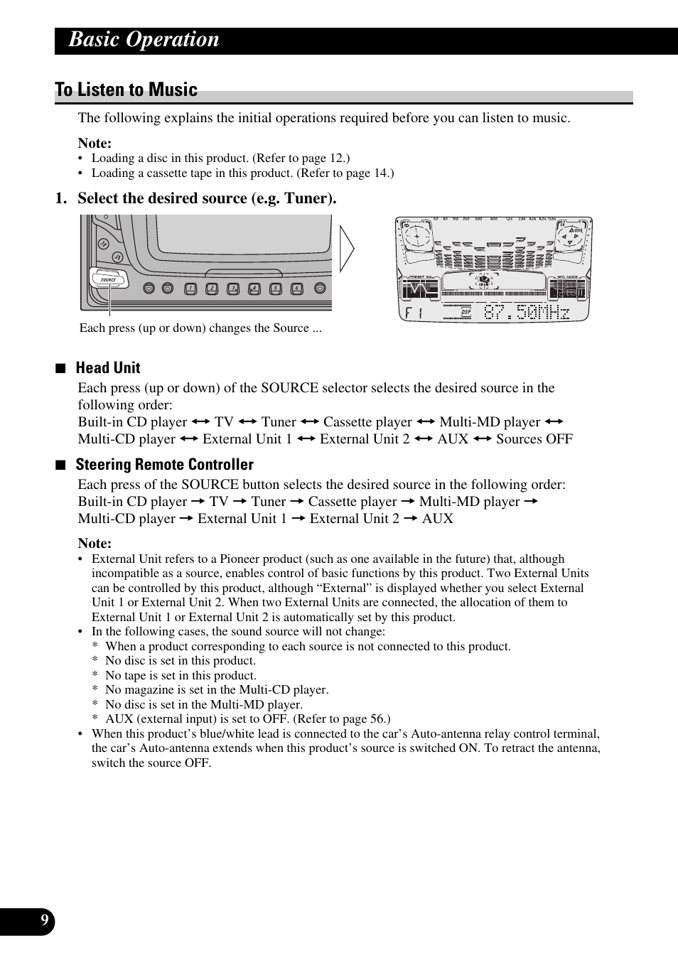 Basic operation, To listen to music | Pioneer FH-P6600R User Manual | Page 10 / 188