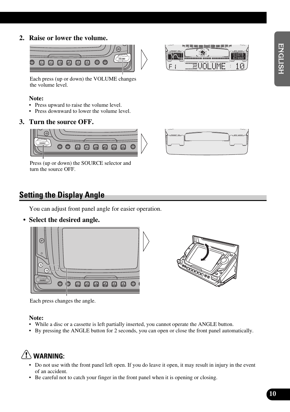 Setting the display angle | Pioneer FH-P6600R User Manual | Page 11 / 188