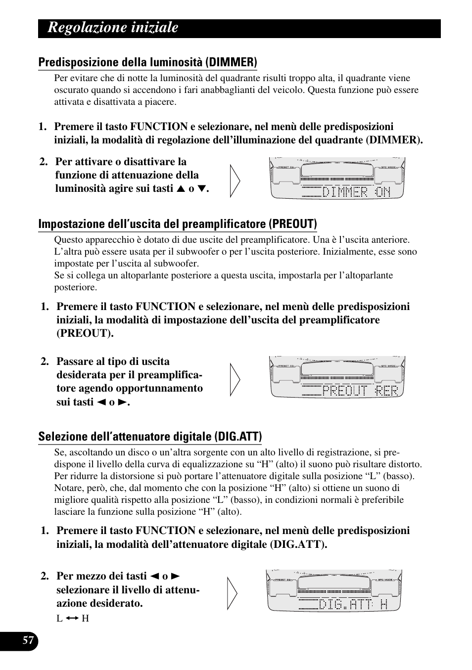 Regolazione iniziale | Pioneer FH-P6600R User Manual | Page 120 / 188