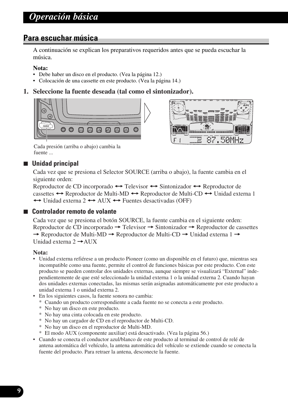 Operación básica, Para escuchar música | Pioneer FH-P6600R User Manual | Page 134 / 188