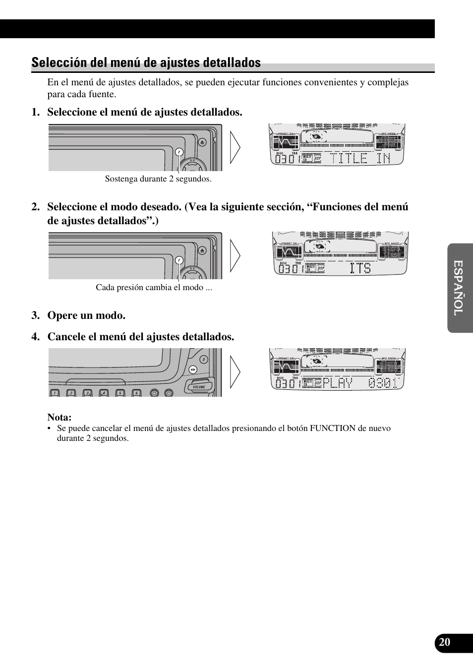 Selección del menú de ajustes detallados | Pioneer FH-P6600R User Manual | Page 145 / 188