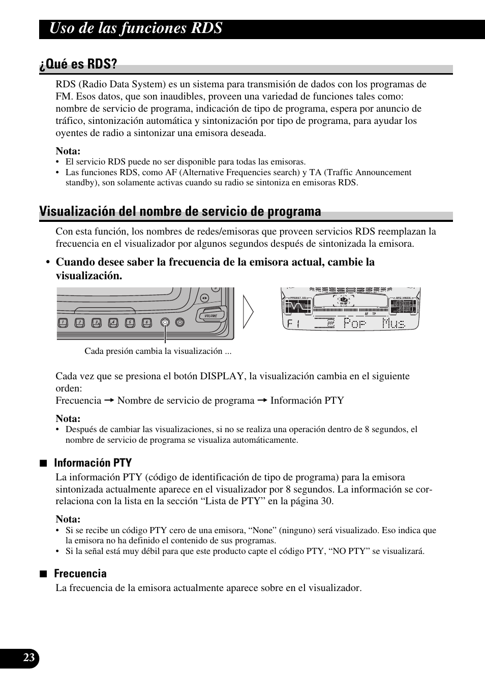 Uso de las funciones rds, Qué es rds? visualización del nombre de servicio, De programa | Qué es rds, Visualización del nombre de servicio de programa | Pioneer FH-P6600R User Manual | Page 148 / 188