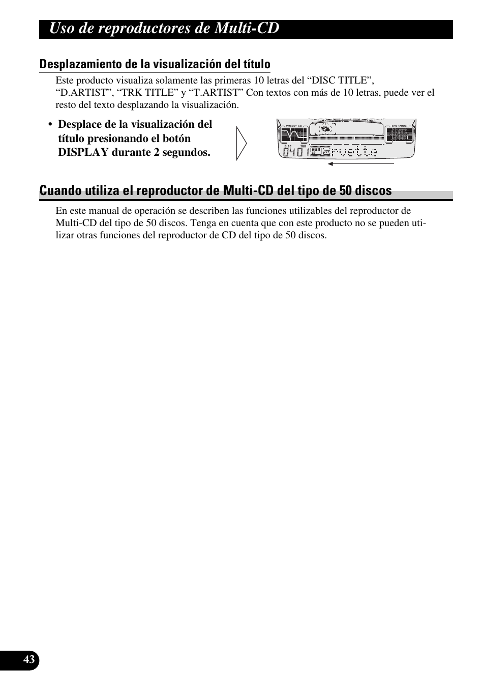 Cuando utiliza el reproductor, De multi-cd del tipo de 50 discos, Uso de reproductores de multi-cd | Pioneer FH-P6600R User Manual | Page 168 / 188