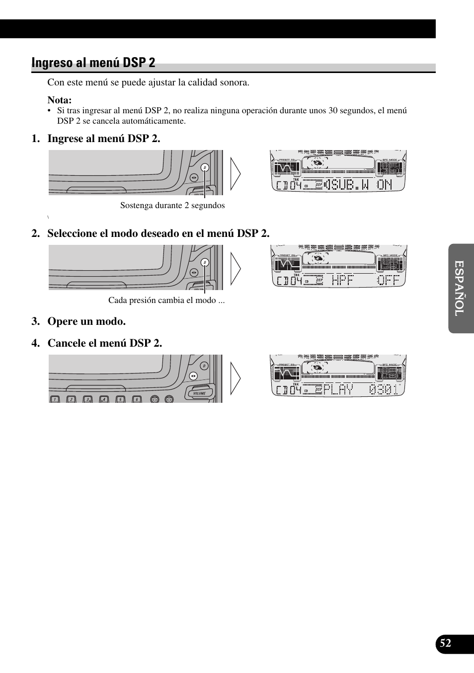 Ingreso al menú dsp 2, Salida de altavoz de graves secundario (sub.w), Filtro de paso alto (hpf) | Pioneer FH-P6600R User Manual | Page 177 / 188