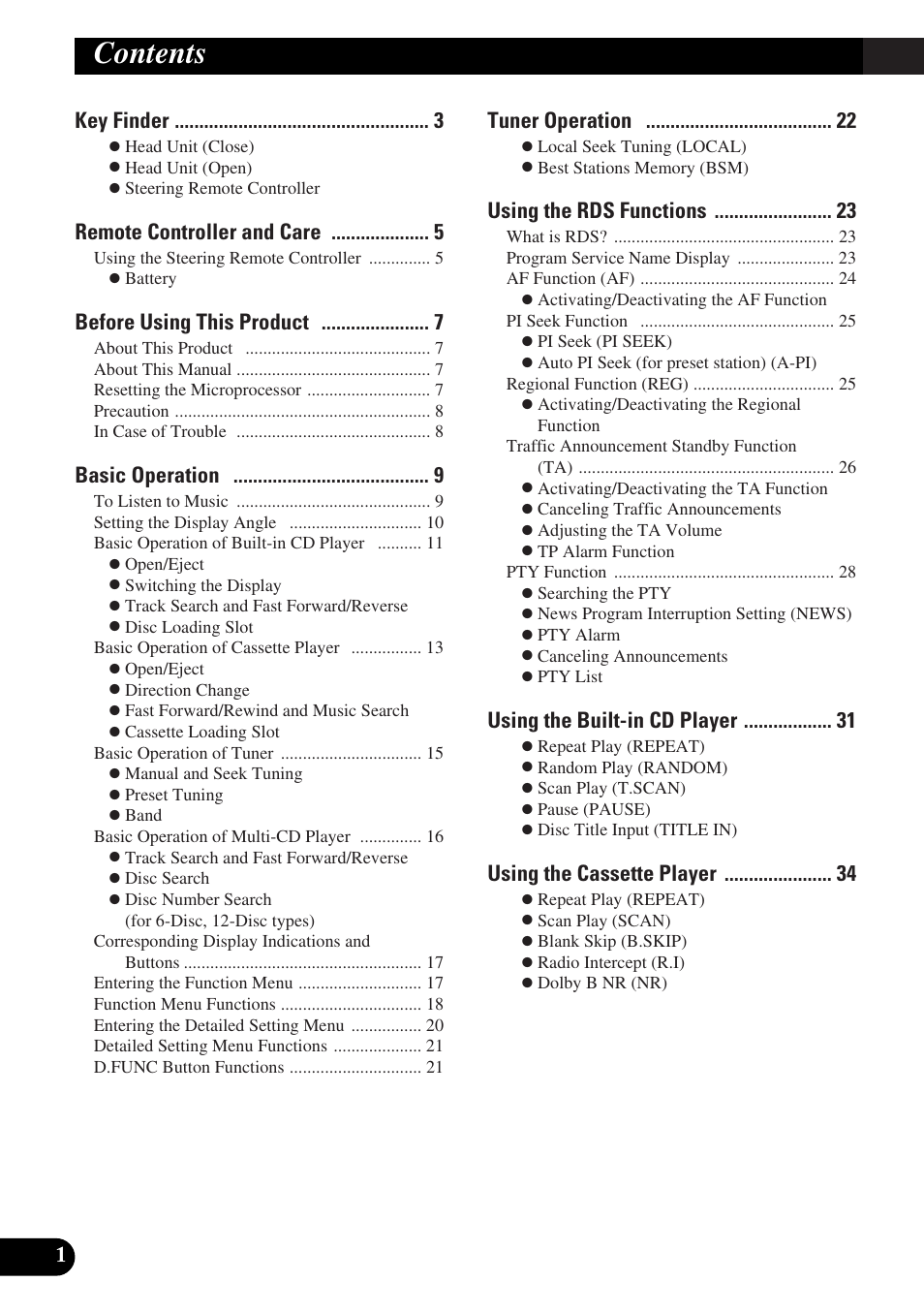 Pioneer FH-P6600R User Manual | Page 2 / 188