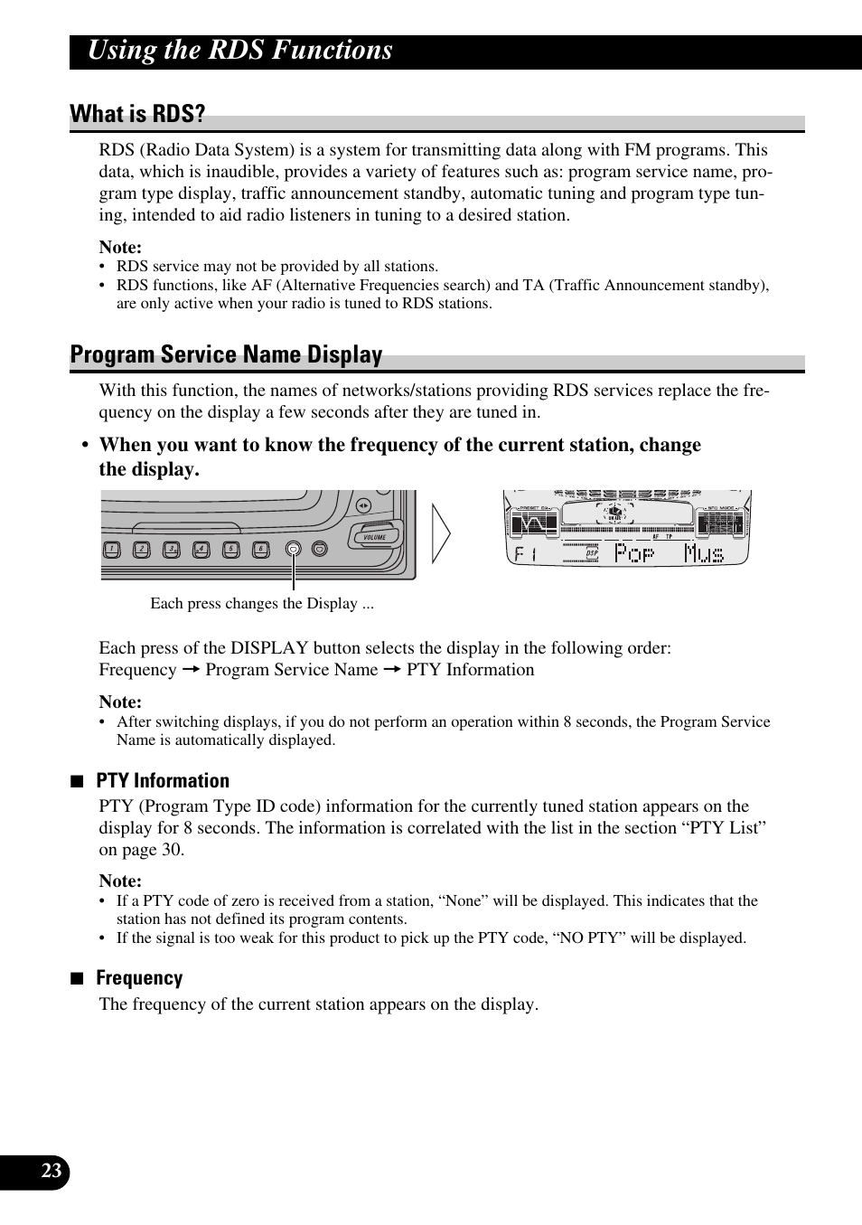 Using the rds functions, What is rds? program service name display, What is rds | Program service name display | Pioneer FH-P6600R User Manual | Page 24 / 188