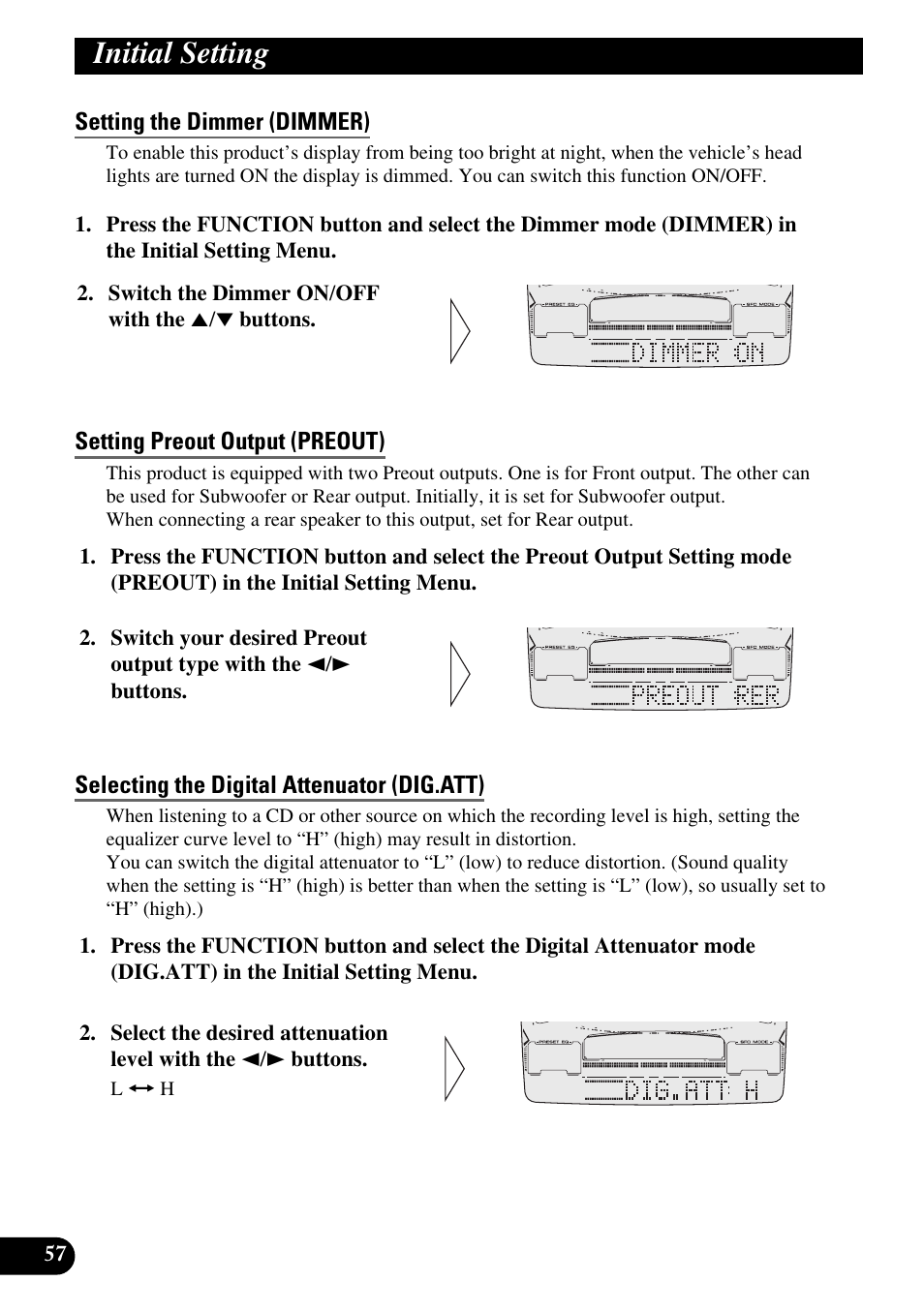 Initial setting | Pioneer FH-P6600R User Manual | Page 58 / 188