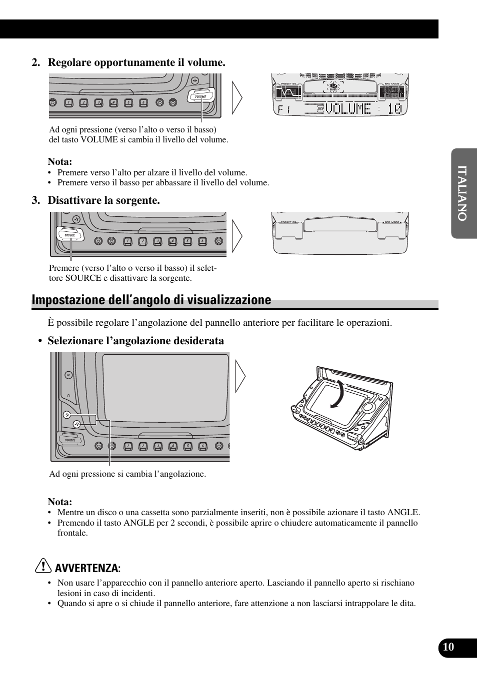 Impostazione dell’angolo, Di visualizzazione, Impostazione dell’angolo di visualizzazione | Pioneer FH-P6600R User Manual | Page 73 / 188