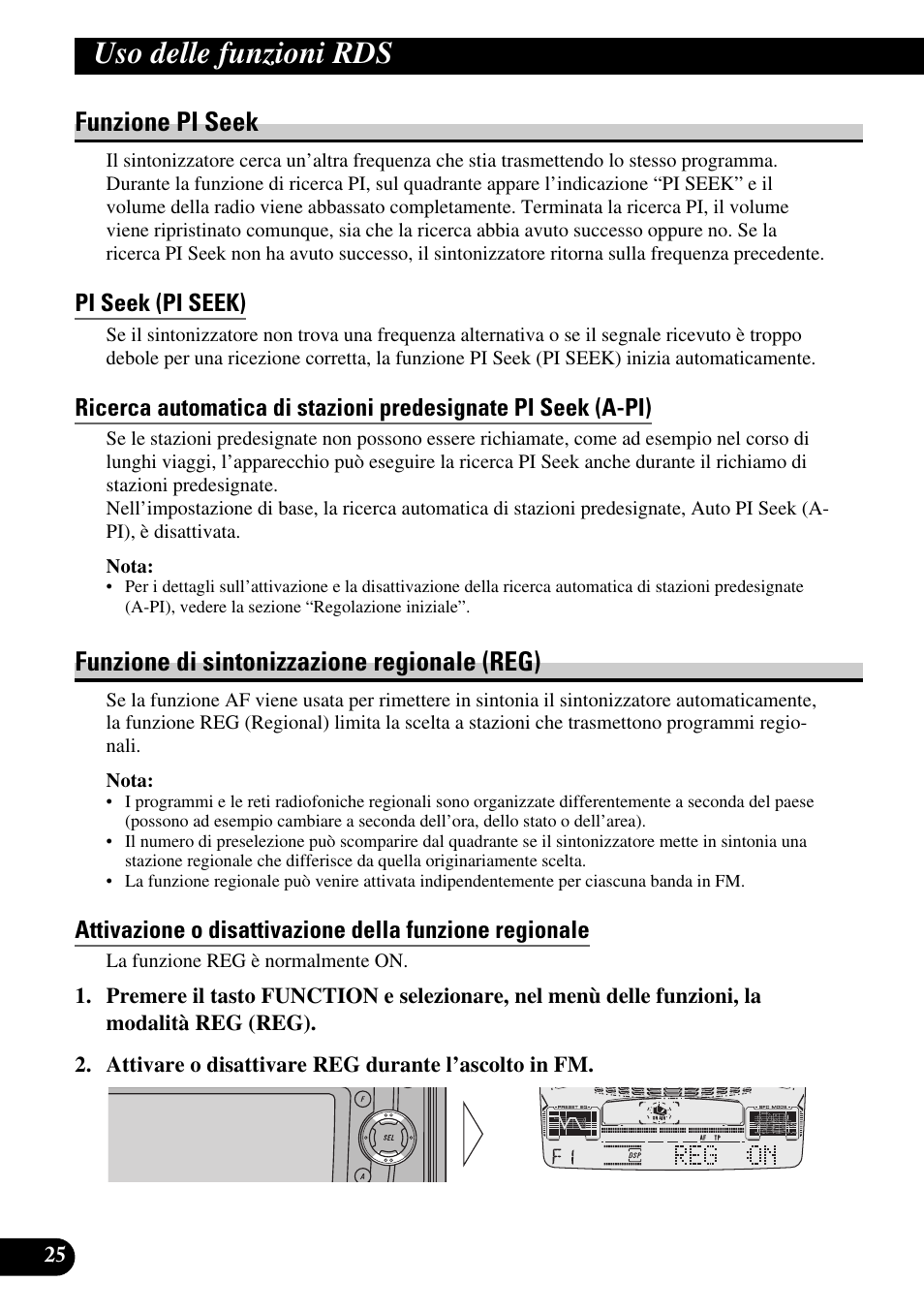 Funzione pi seek, Pi seek (pi seek), Funzione di sintonizzazione | Regionale (reg), Uso delle funzioni rds, Funzione di sintonizzazione regionale (reg) | Pioneer FH-P6600R User Manual | Page 88 / 188