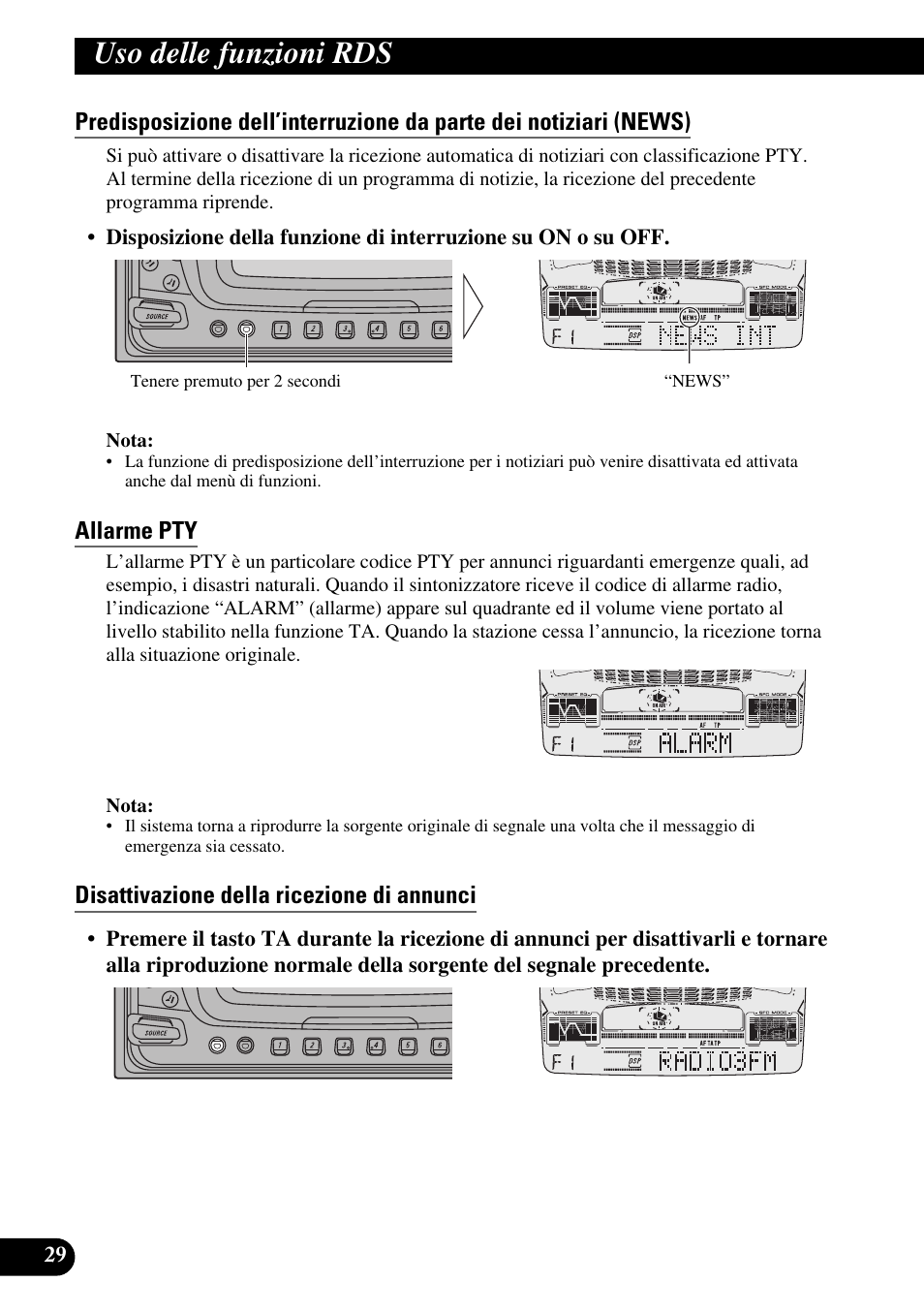 A title (english) uso delle funzioni rds | Pioneer FH-P6600R User Manual | Page 92 / 188