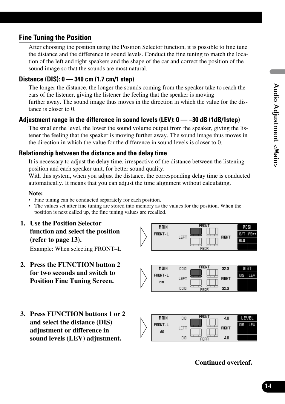 Fine tuning the position | Pioneer DEQ-P90 User Manual | Page 15 / 58