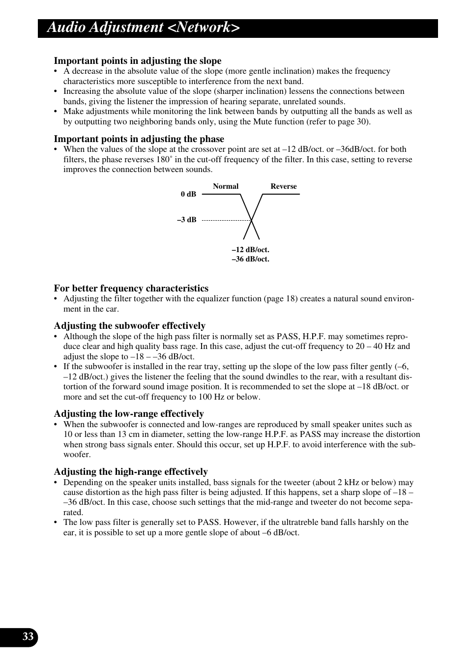 Audio adjustment <network | Pioneer DEQ-P90 User Manual | Page 34 / 58