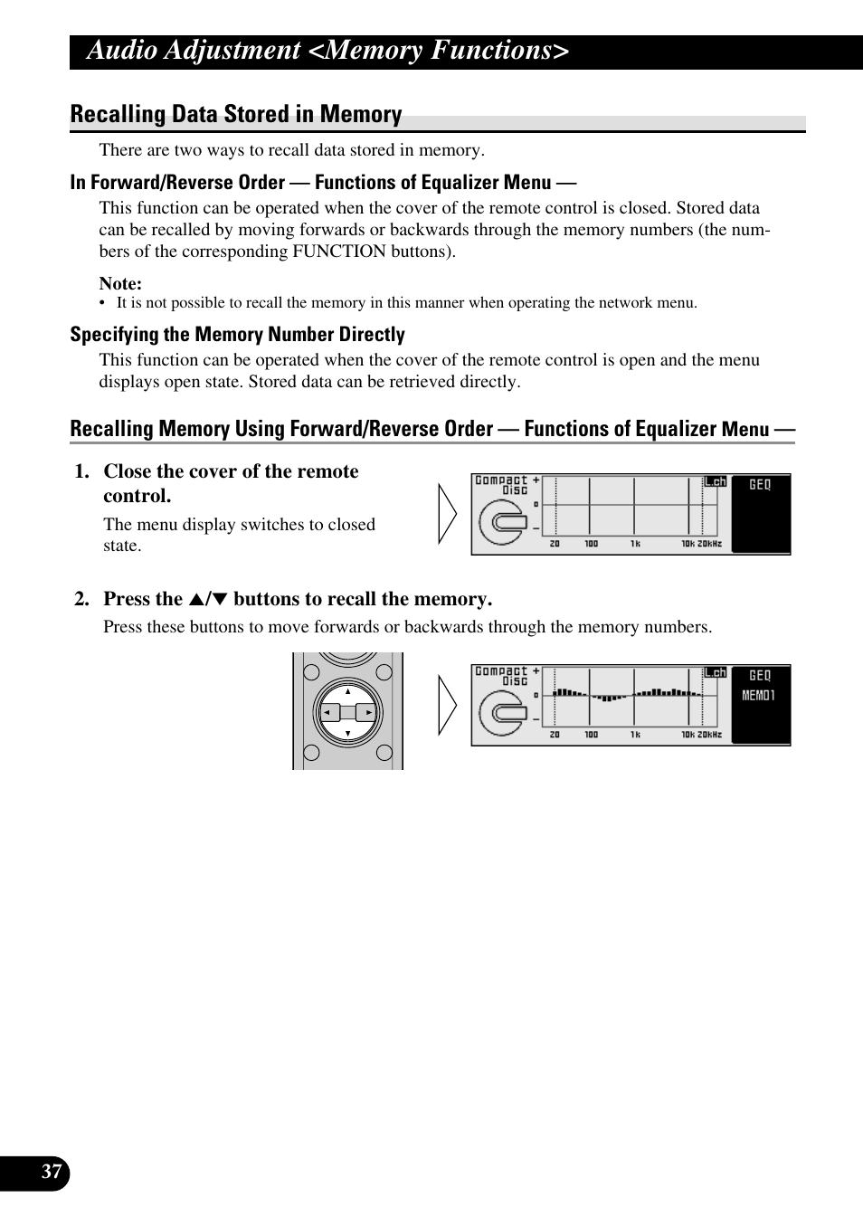 Recalling data stored in memory | Pioneer DEQ-P90 User Manual | Page 38 / 58