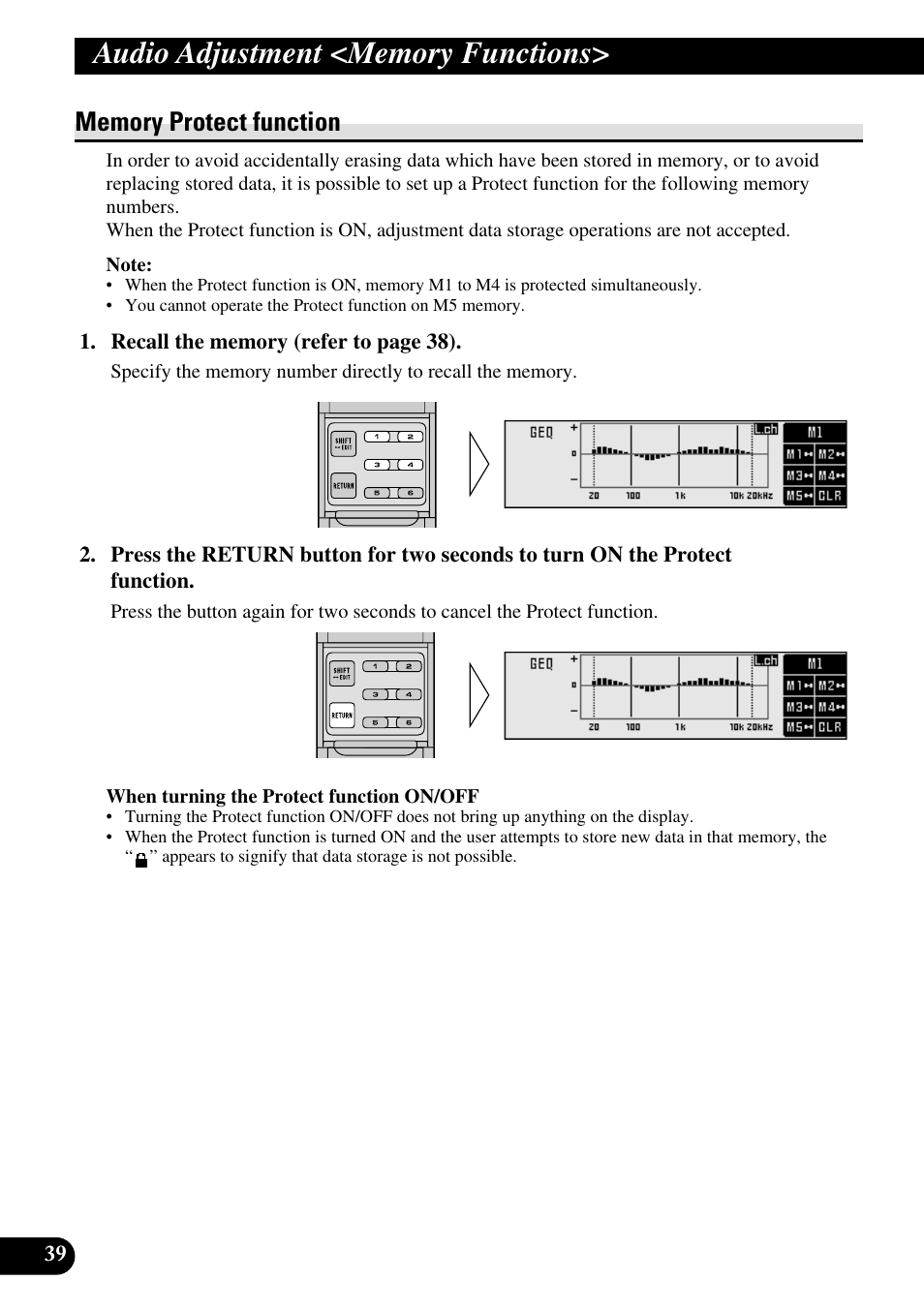 Memory protect function | Pioneer DEQ-P90 User Manual | Page 40 / 58