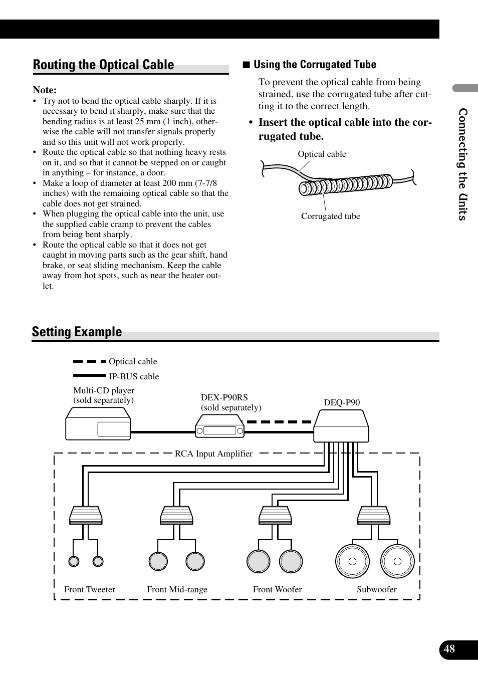 Routing the optical cable setting example, Setting example, Routing the optical cable | Pioneer DEQ-P90 User Manual | Page 49 / 58