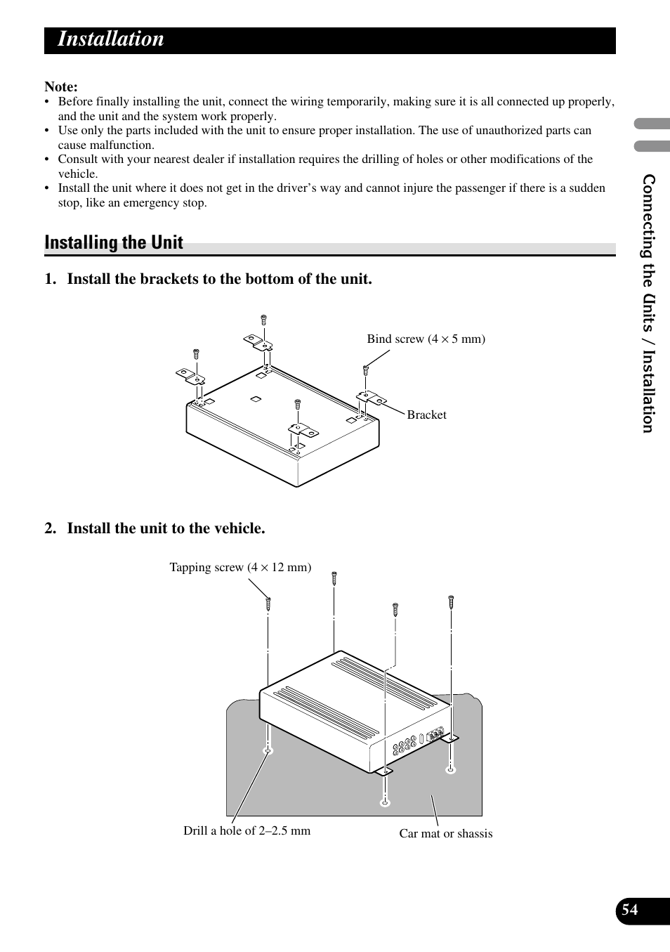 Installation, Installing the unit | Pioneer DEQ-P90 User Manual | Page 55 / 58