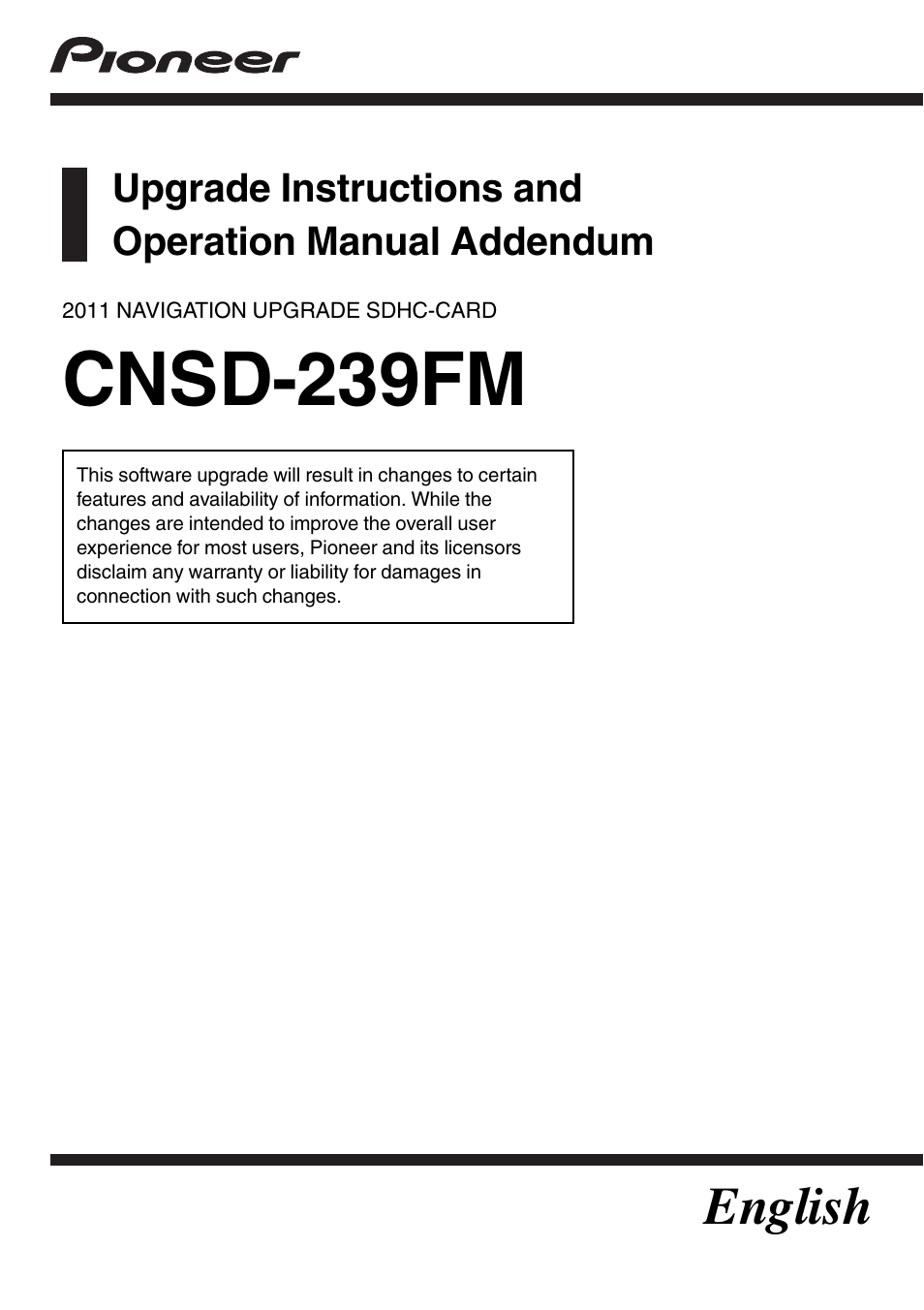 Pioneer CNSD-239FM User Manual | 28 pages