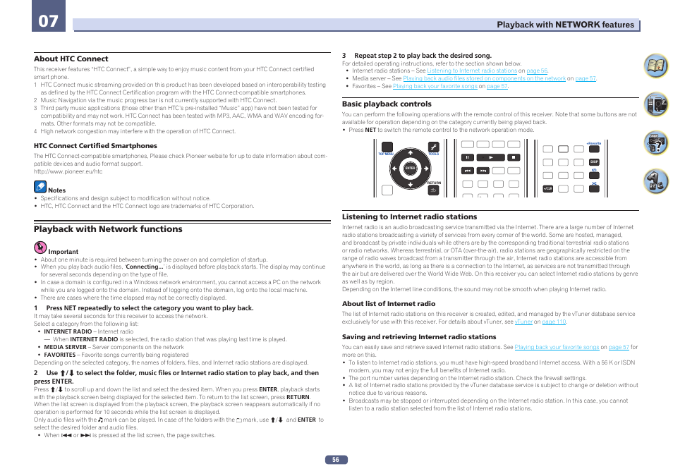 Playback with network functions | Pioneer SC-1223-S User Manual | Page 56 / 119