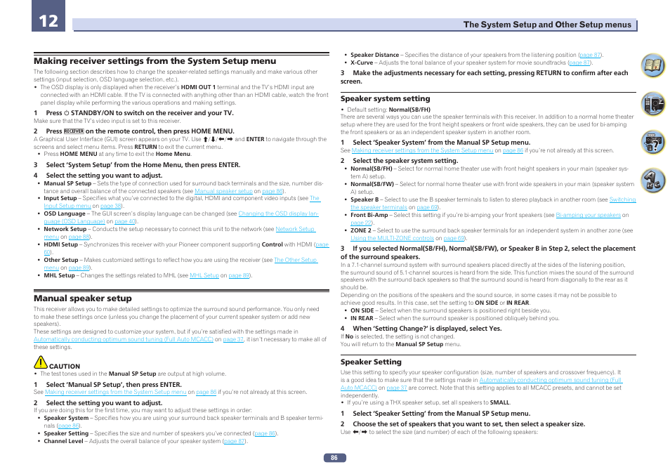 12 the system setup and other setup menus | Pioneer SC-1223-S User Manual | Page 86 / 119