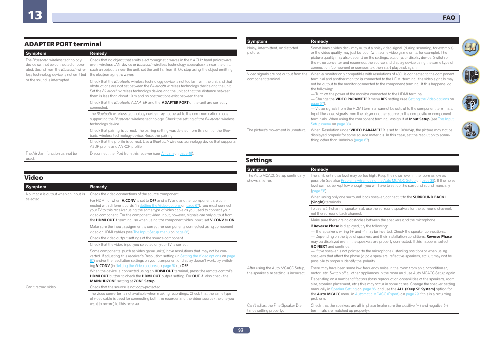 Adapter port terminal video settings | Pioneer SC-1223-S User Manual | Page 97 / 119
