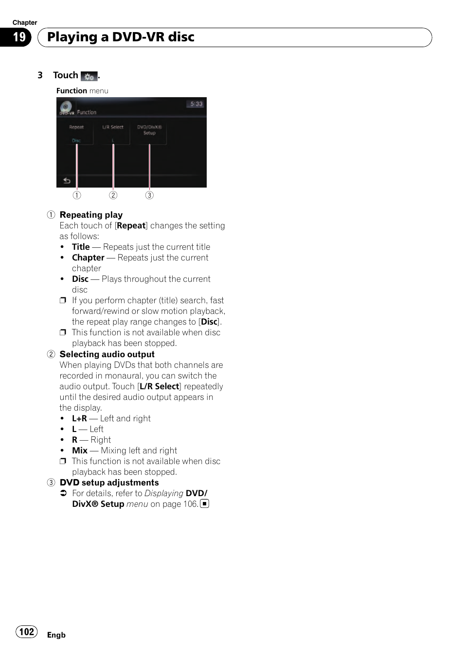 Playing a dvd-vr disc | Pioneer AVIC-F10BT User Manual | Page 102 / 180