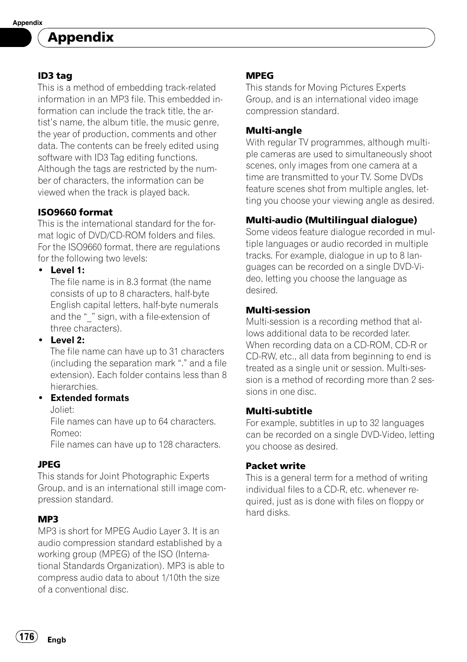 Appendix | Pioneer AVIC-F10BT User Manual | Page 176 / 180