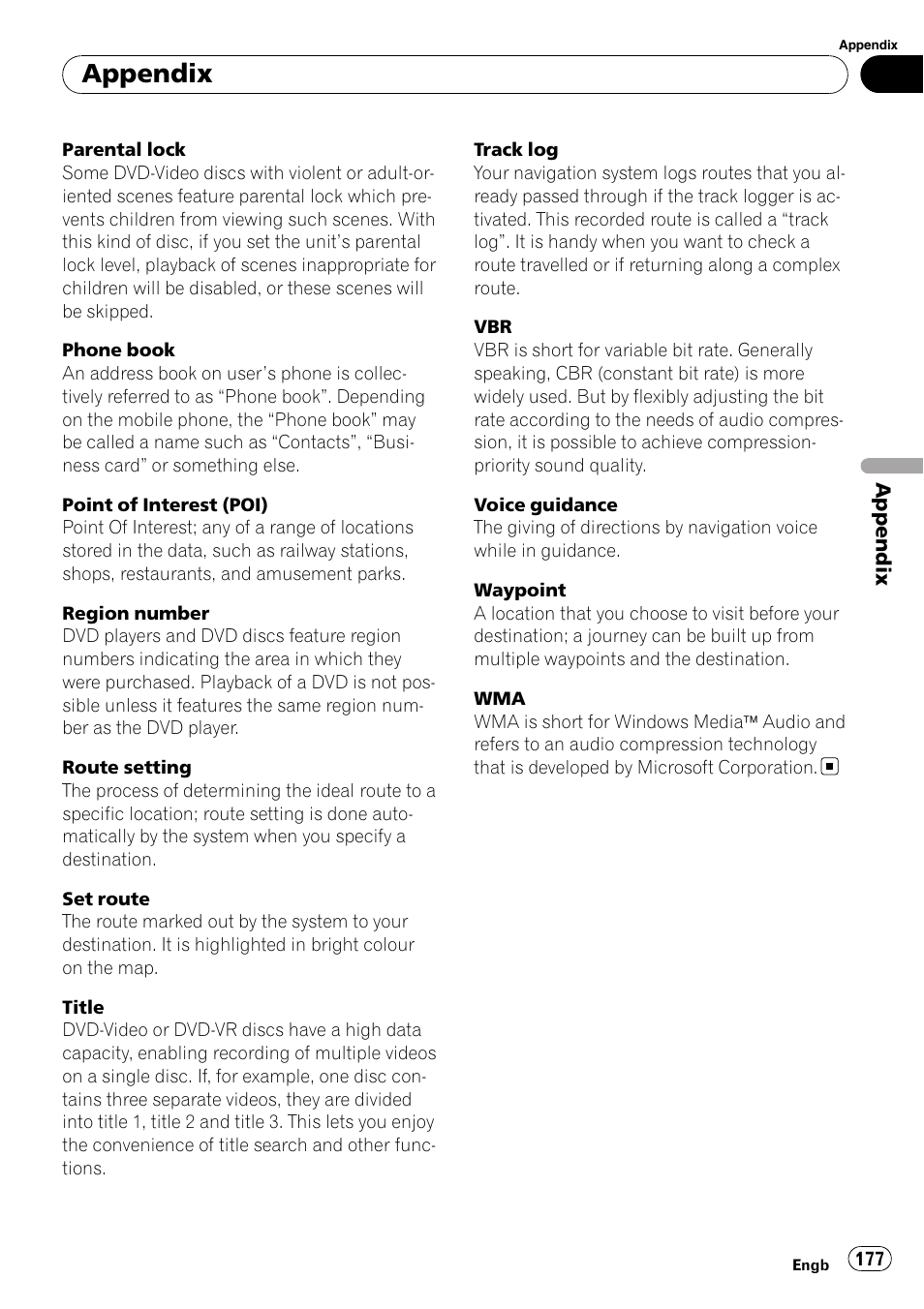 Appendix | Pioneer AVIC-F10BT User Manual | Page 177 / 180