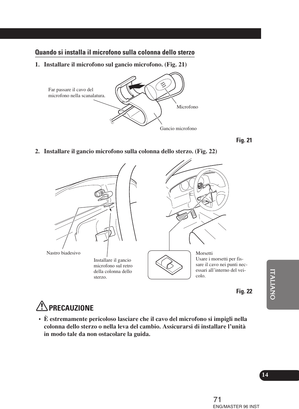 Precauzione | Pioneer DEH-P70BT User Manual | Page 71 / 86