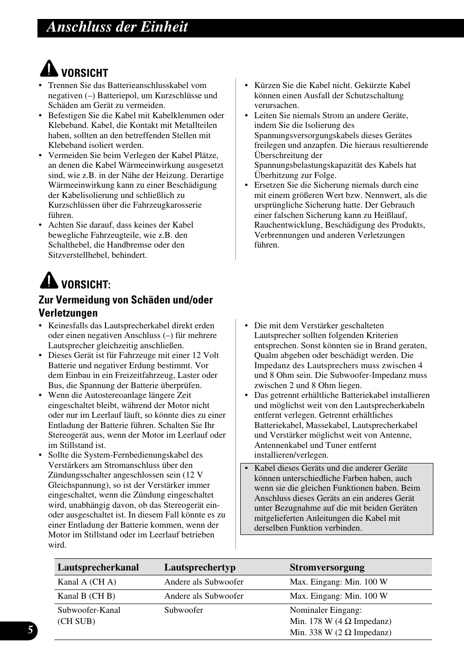 Anschluss der einheit | Pioneer GM-D515 User Manual | Page 30 / 74