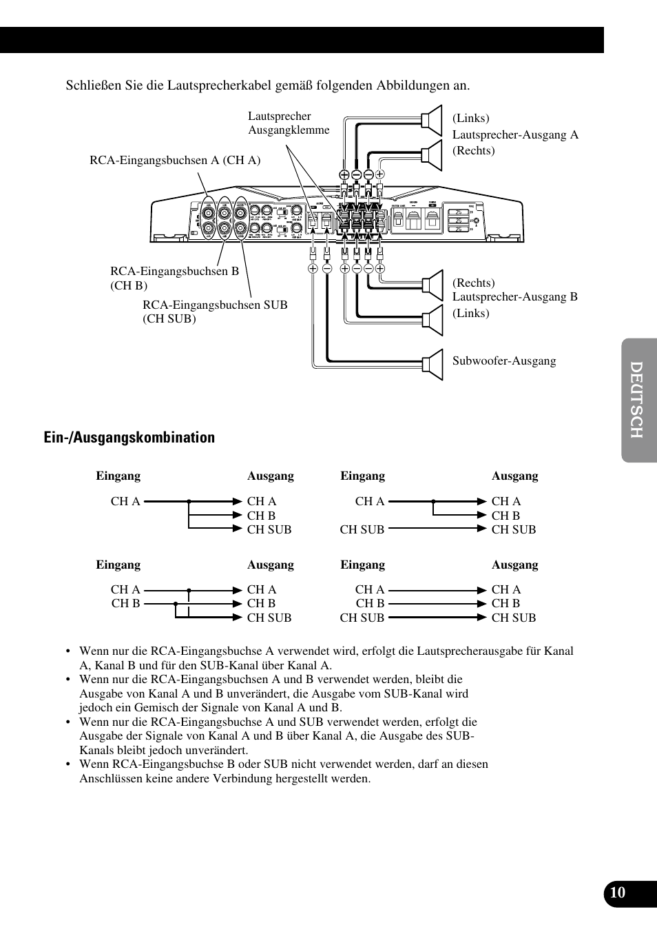 Ein-/ausgangskombination | Pioneer GM-D515 User Manual | Page 35 / 74