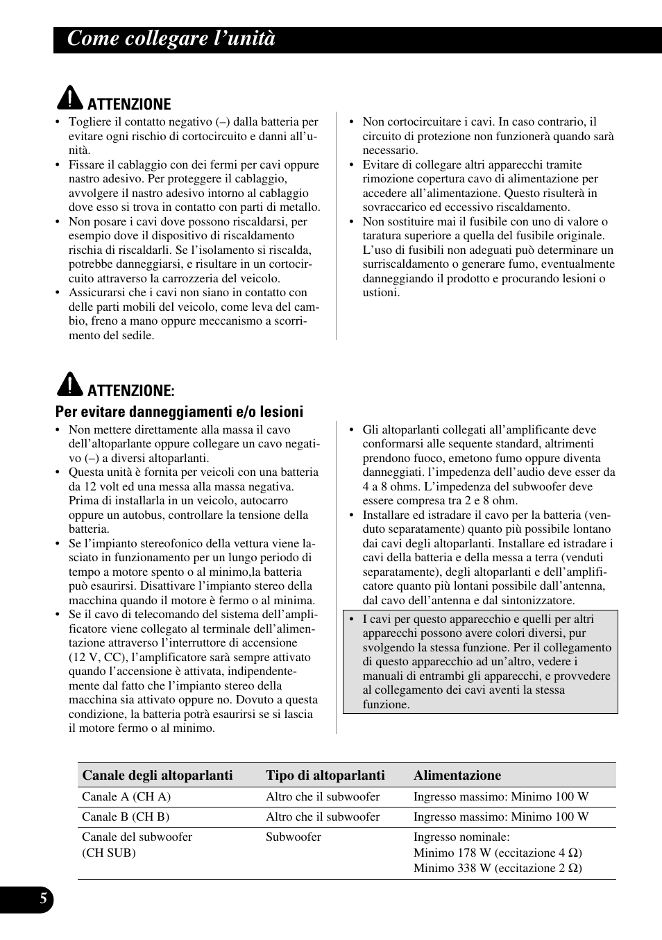 Come collegare i’unità, Come collegare l’unità | Pioneer GM-D515 User Manual | Page 54 / 74