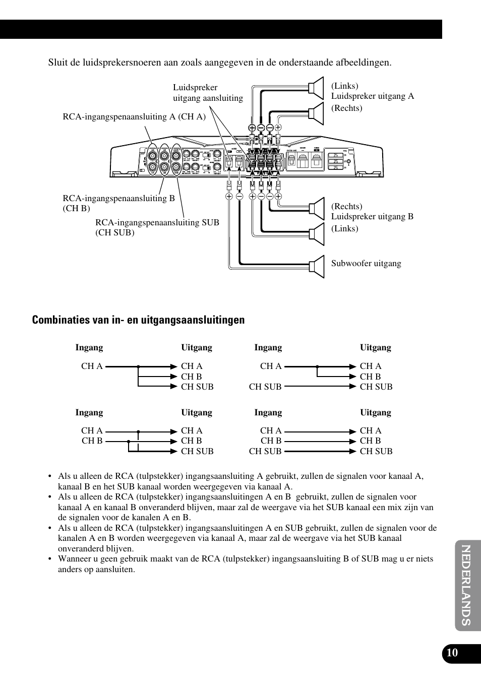 Combinaties van in- en uitgangsaansluitingen | Pioneer GM-D515 User Manual | Page 71 / 74