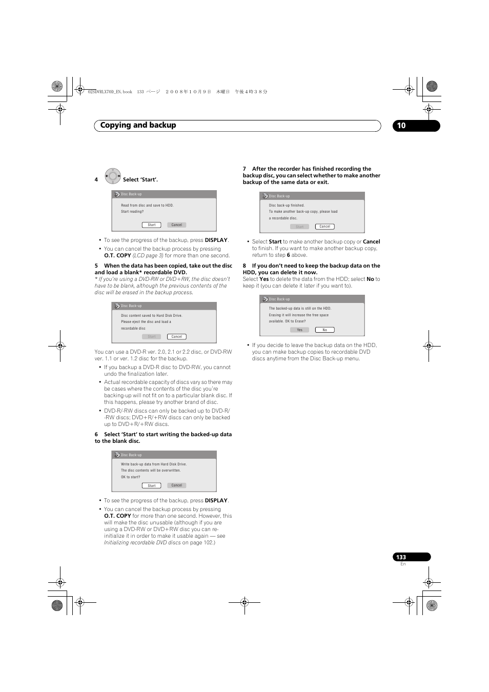 Copying and backup 10 | Pioneer LX01 User Manual | Page 133 / 182