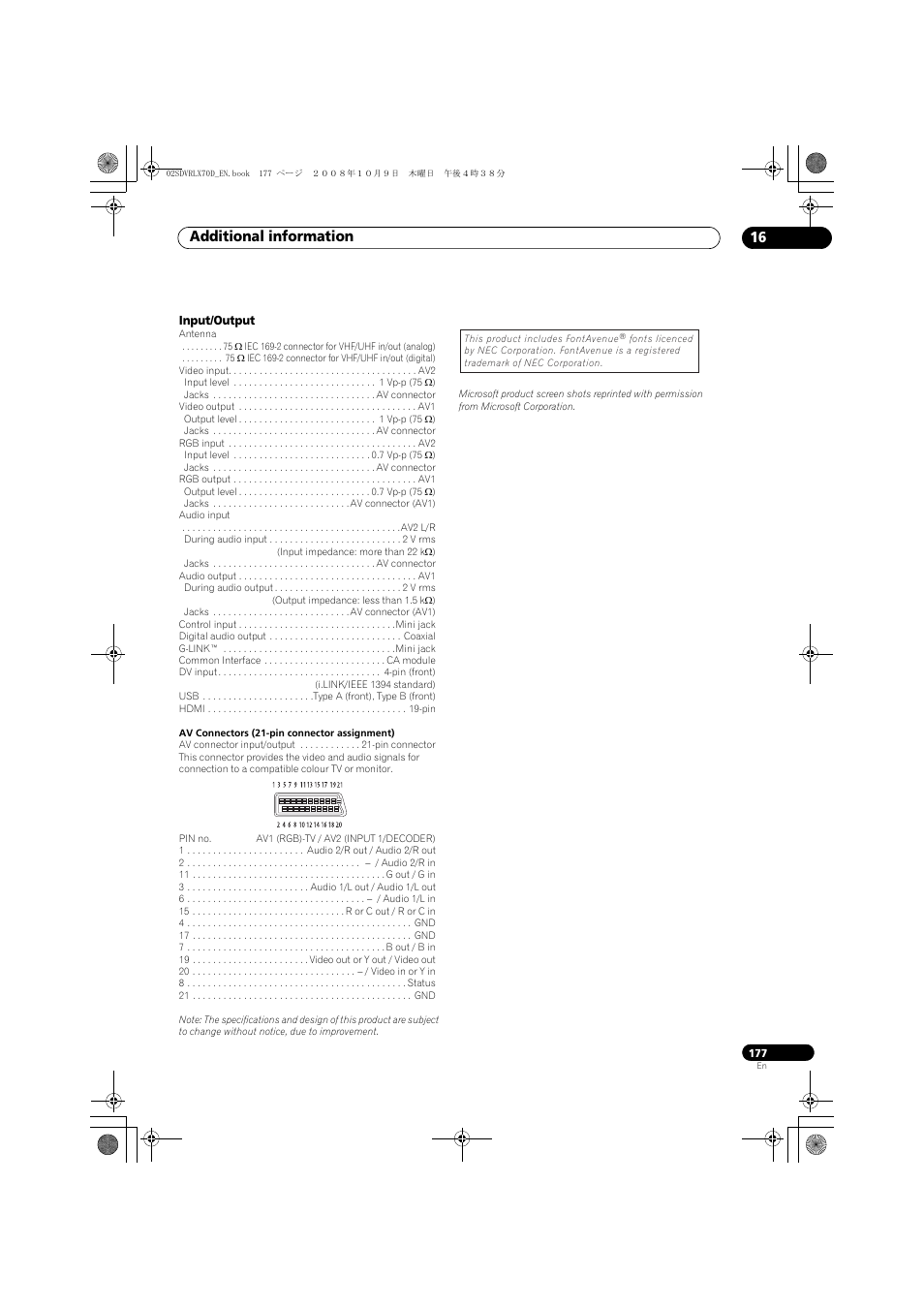 Additional information 16 | Pioneer LX01 User Manual | Page 177 / 182