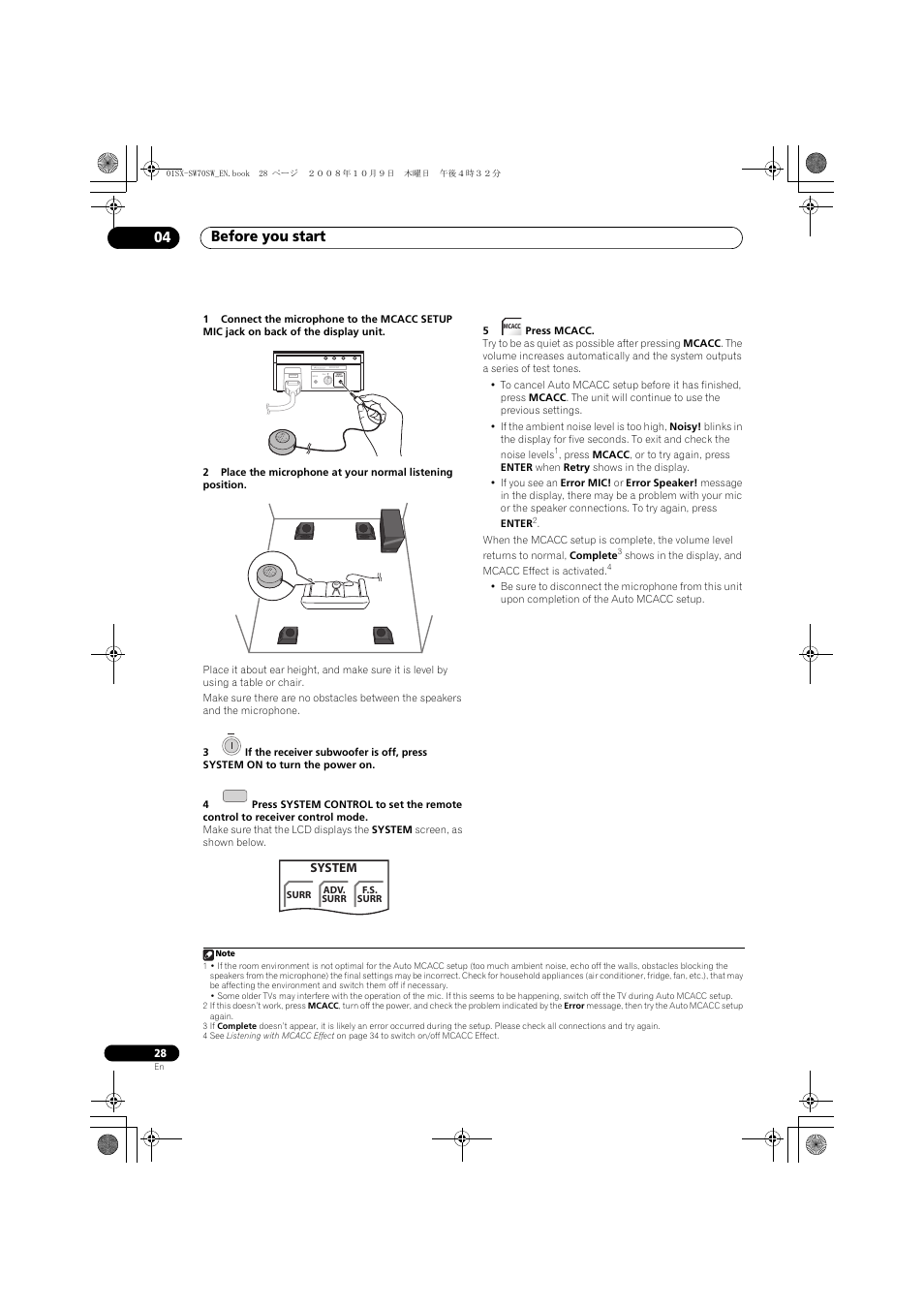 Before you start 04, System | Pioneer LX01 User Manual | Page 28 / 182