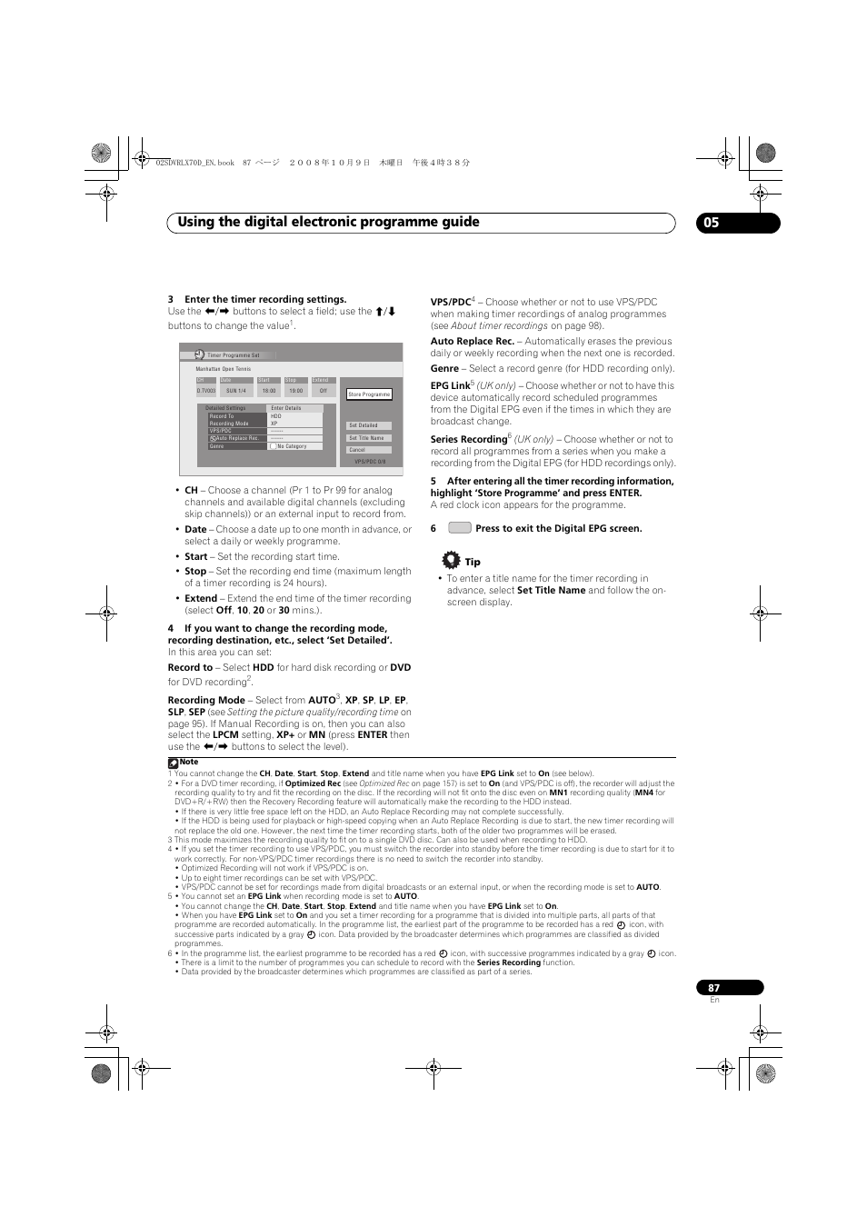 Using the digital electronic programme guide 05 | Pioneer LX01 User Manual | Page 87 / 182