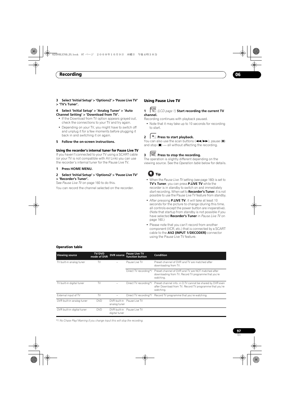 Recording 06 | Pioneer LX01 User Manual | Page 97 / 182
